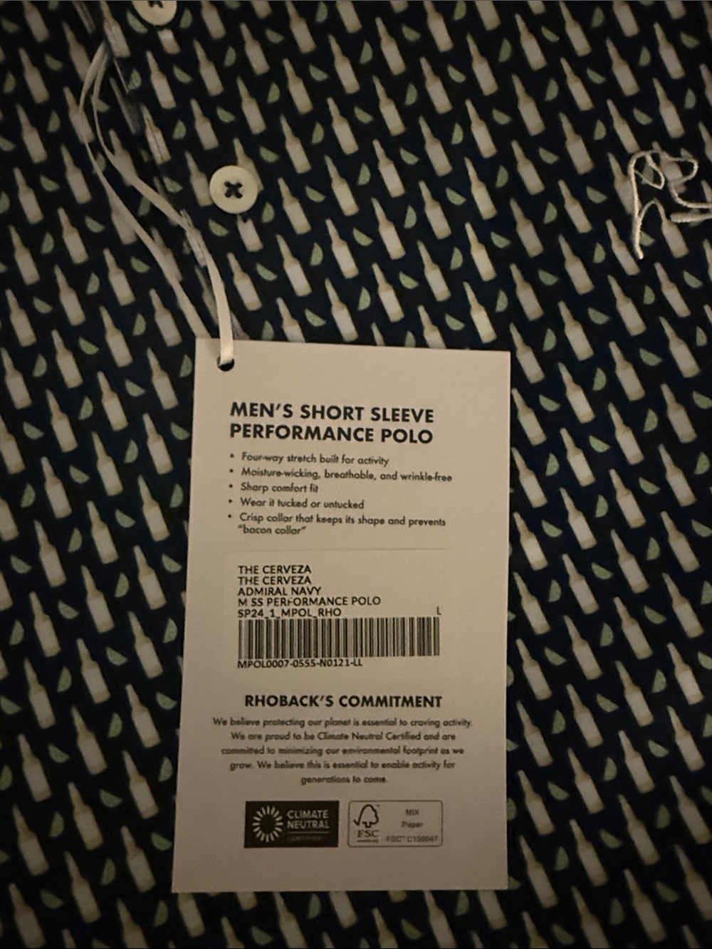 Rhoback Navy & White Geometric Polo - Picture 2 of 6
